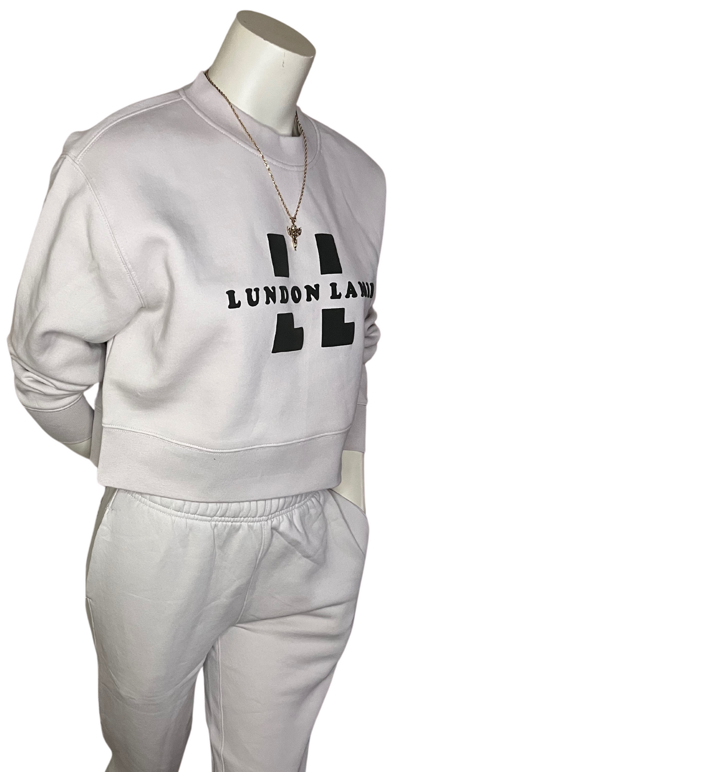 LADIES Crème&Forest Green - Lundon LaMir signature Crop Crewneck