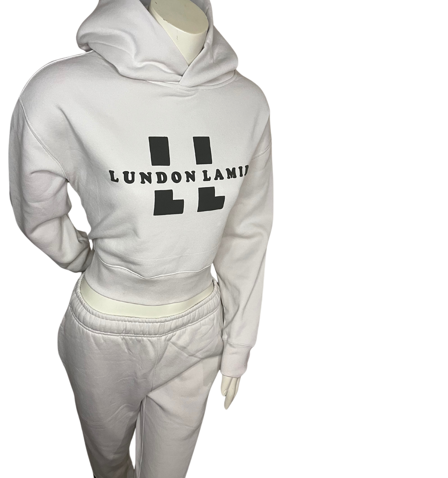 LADIES Crème&Forest Green - Lundon LaMir signature Crop Hoodie