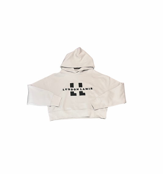 LADIES Crème&Forest Green - Lundon LaMir signature Crop Hoodie