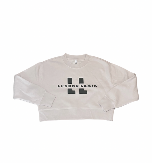 LADIES Crème&Forest Green - Lundon LaMir signature Crop Crewneck